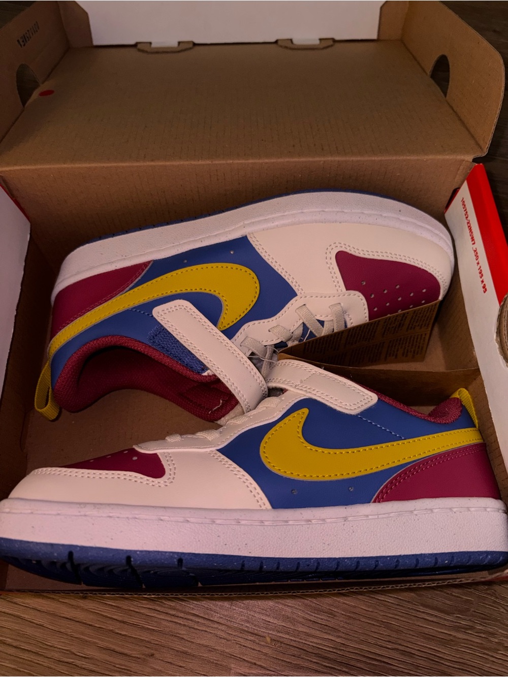 2y Nike Kids Court Borough Recraft Low Top Sneakers Sweet Beet Comet Blue Citron